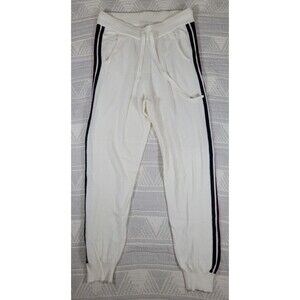 Faherty Organic Cotton Knit Jogger‎ Pants – Women’s M – Cream with Side Stripes